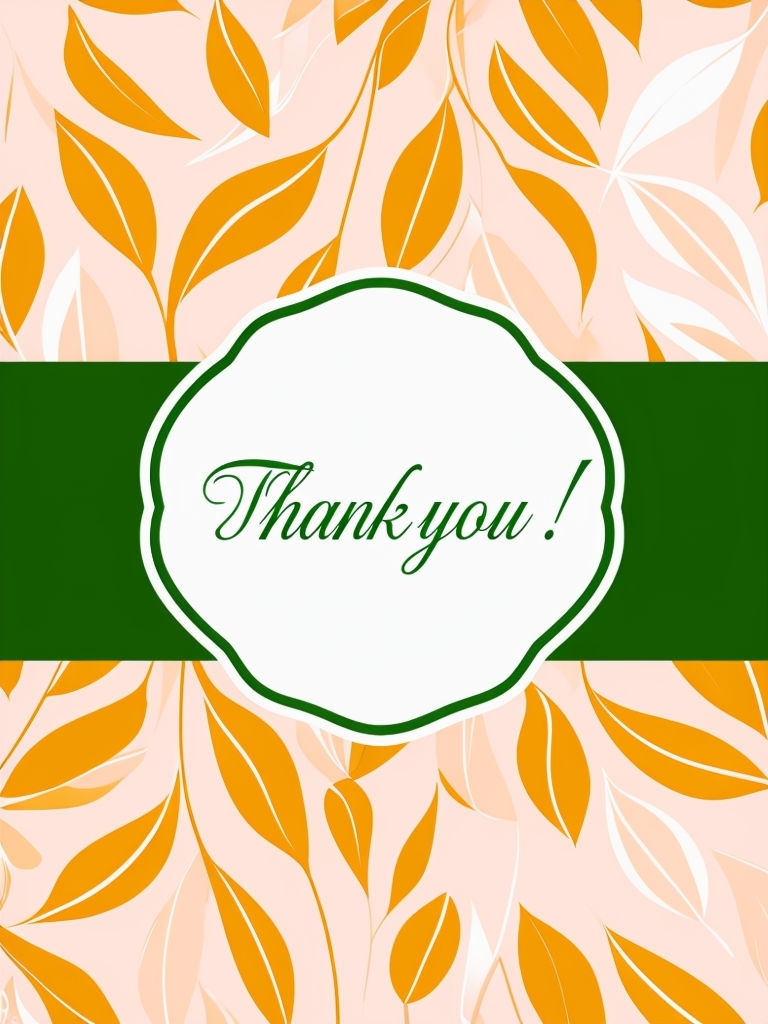 Elegant Modern Thank You Card with Leaf Patterns Design Cards & Invites