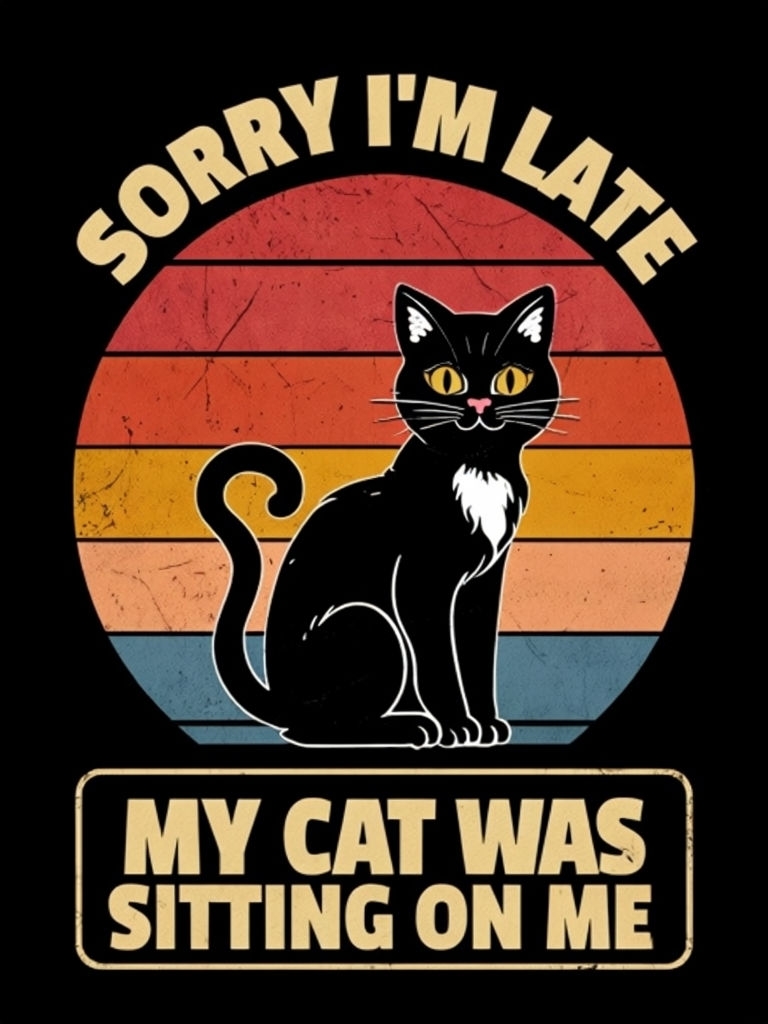 Retro Black Cat with Humorous Text T-Shirt