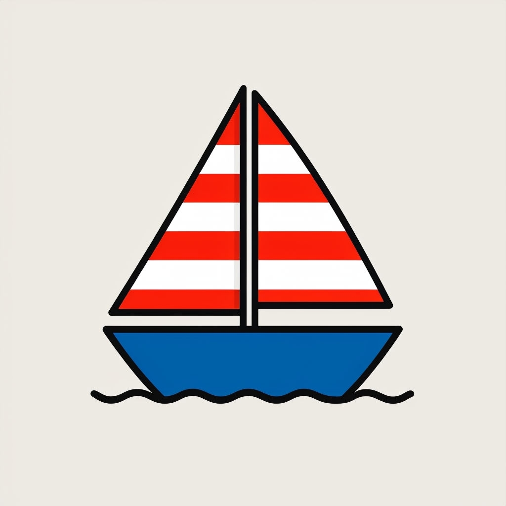 Playful Vintage Sailboat Graphic Design Sticker