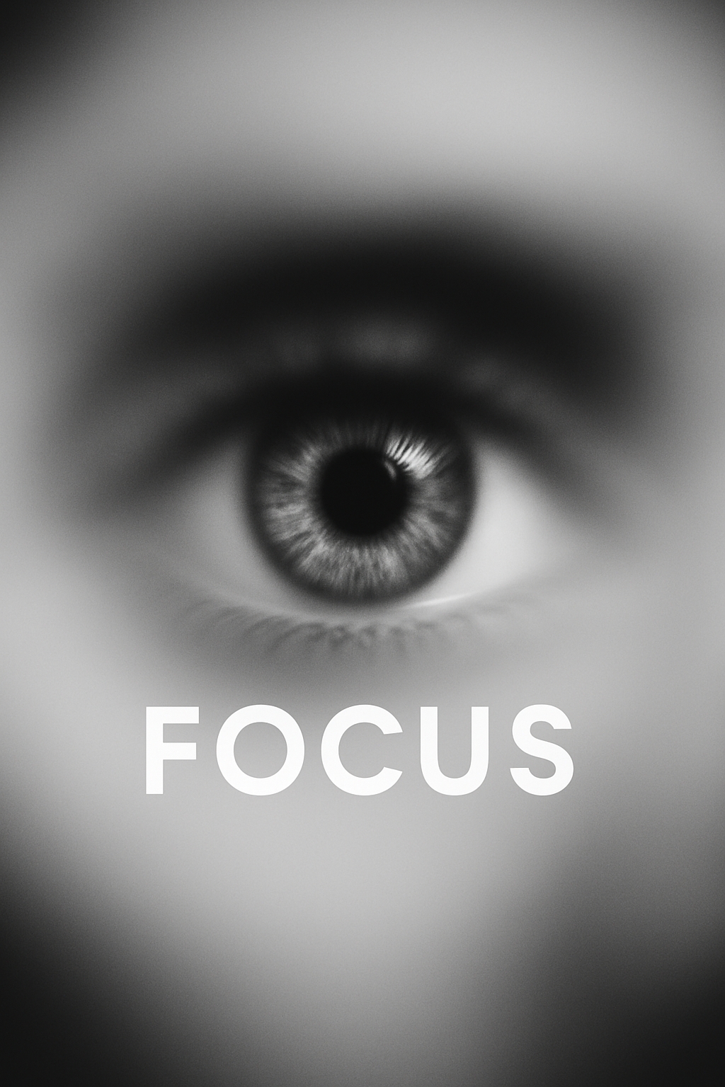 Striking Black and White Eye Focus Photograph Poster