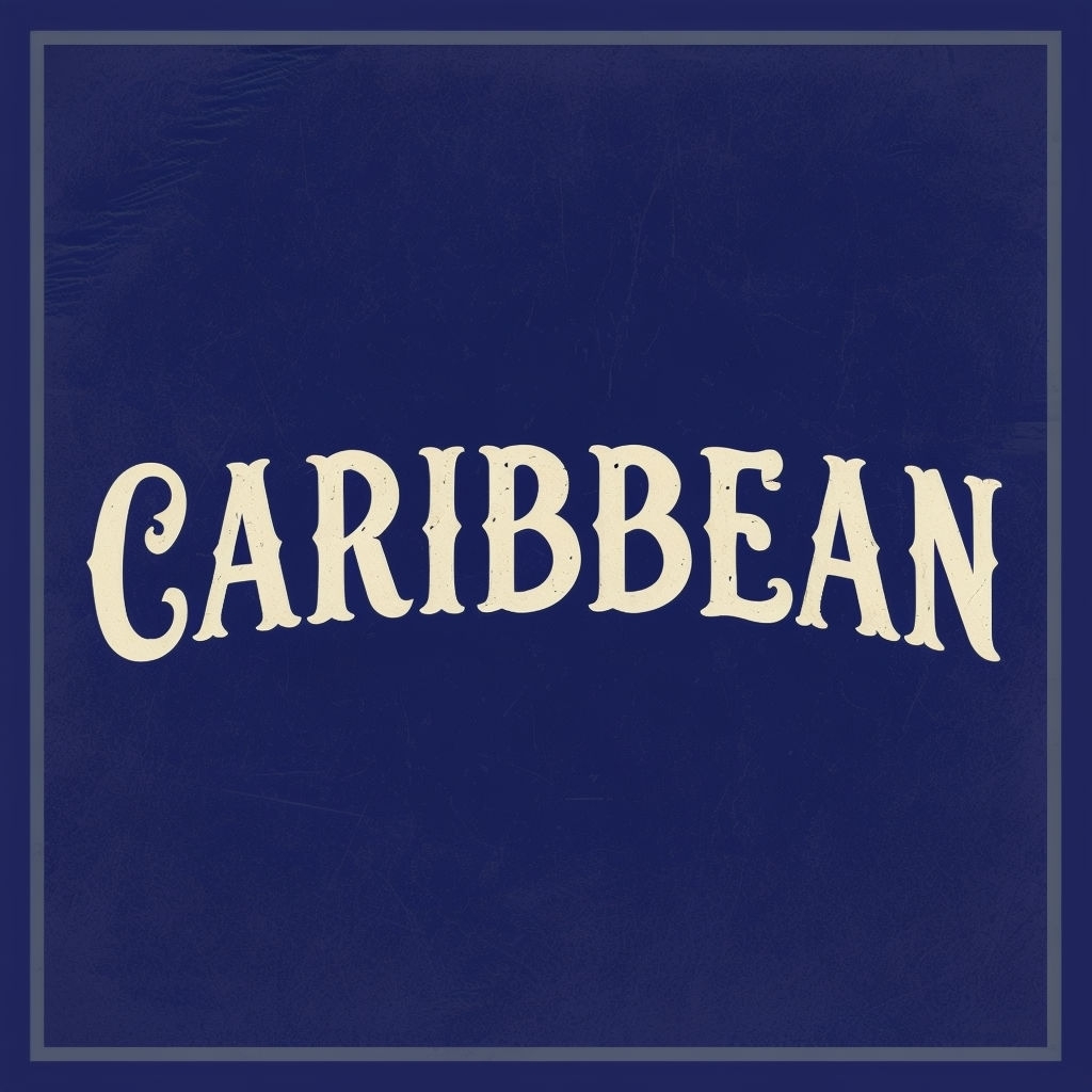 Vintage Caribbean Typography Design on Navy Blue Poster