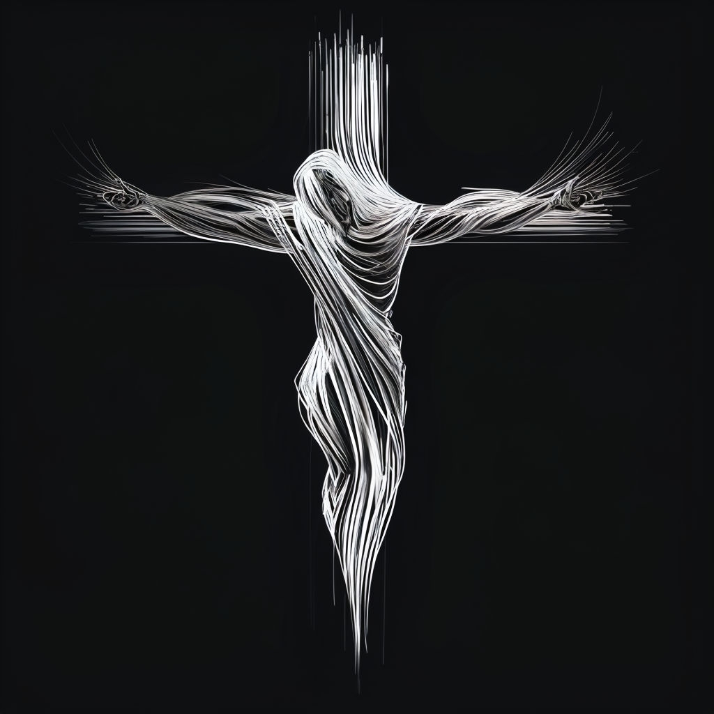 Abstract Crucifixion Art with Flowing Lines T-shirt