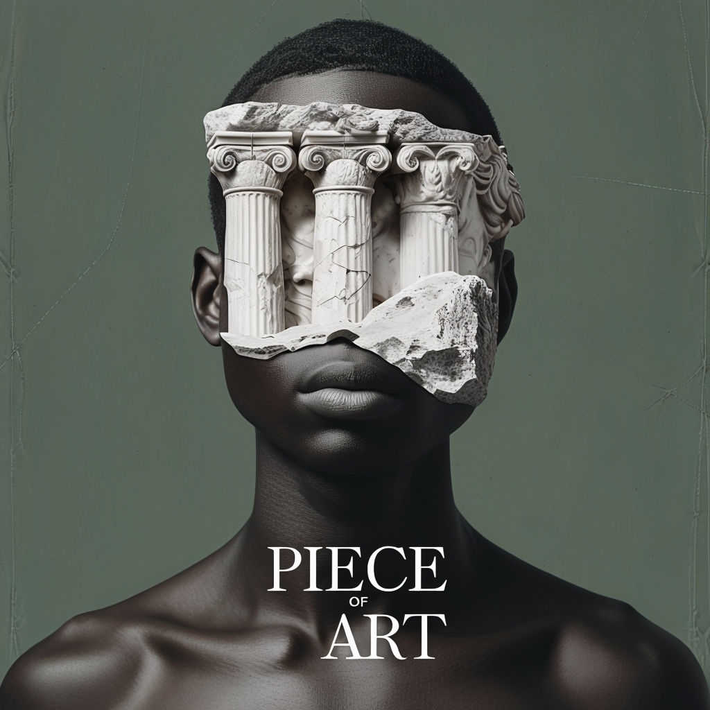 Surrealistic Piece of Art with Classical Bust and Columns Spotify Album Cover