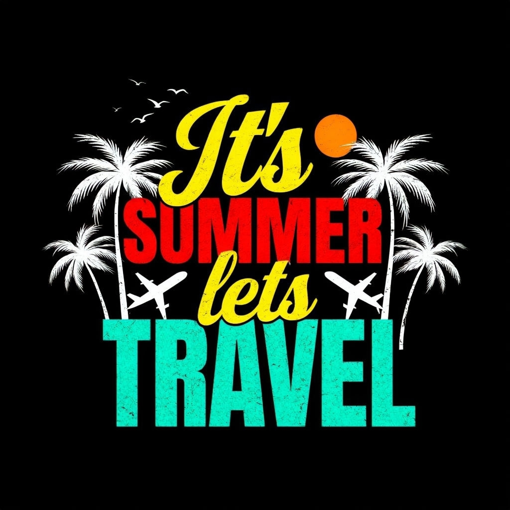 Vibrant Summer Travel Quote Graphic Design T-Shirt