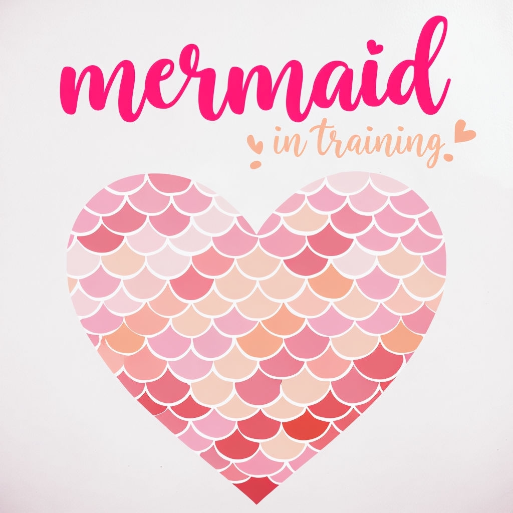 Playful Mermaid Heart Design with Cursive Text Sticker