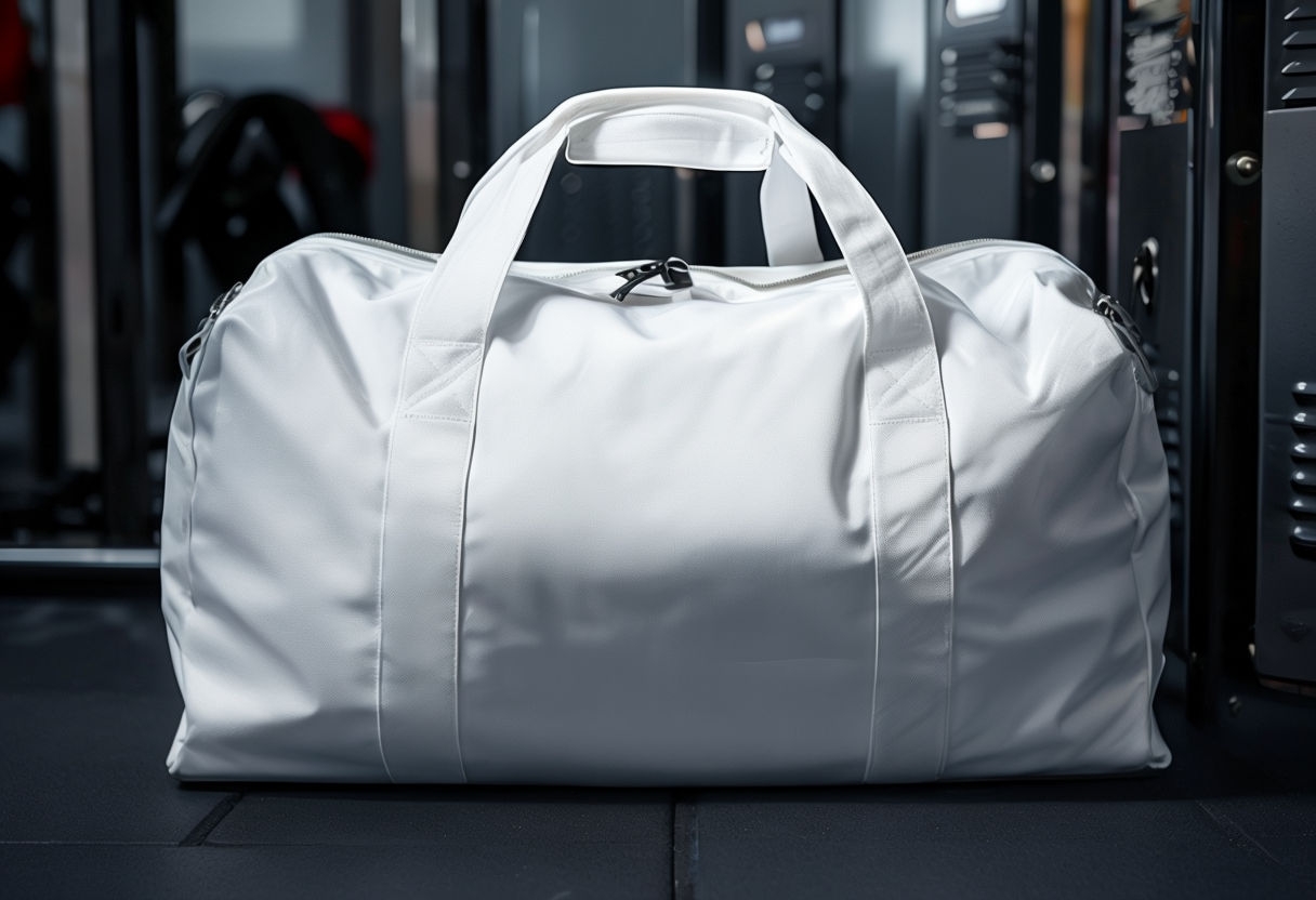 High-Quality White Gym Duffel Bag Mockup for Customization