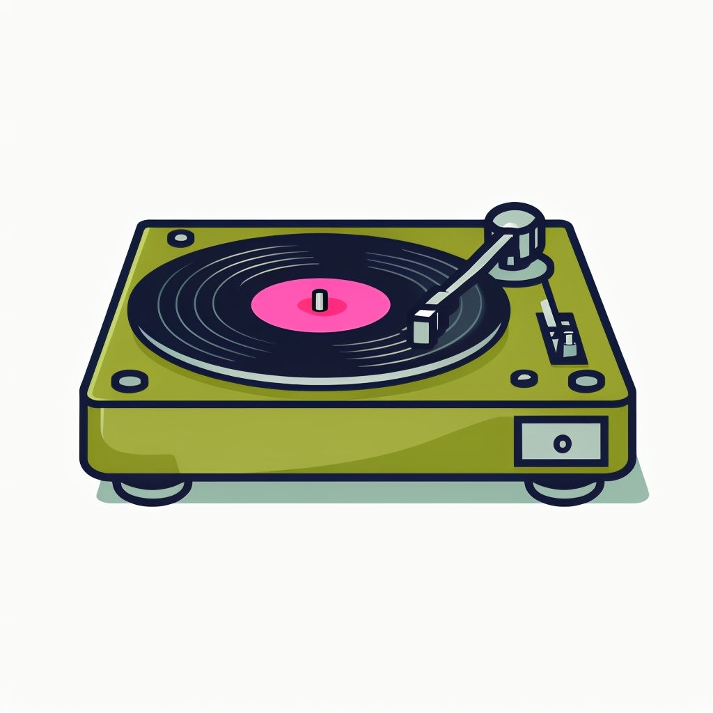 Stylized Avocado Green Record Player Vinyl Sticker