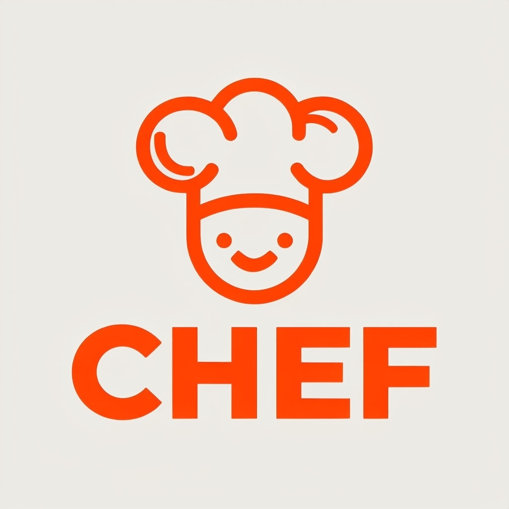 Vibrant Orange Chef Hat Minimalist Logo Design