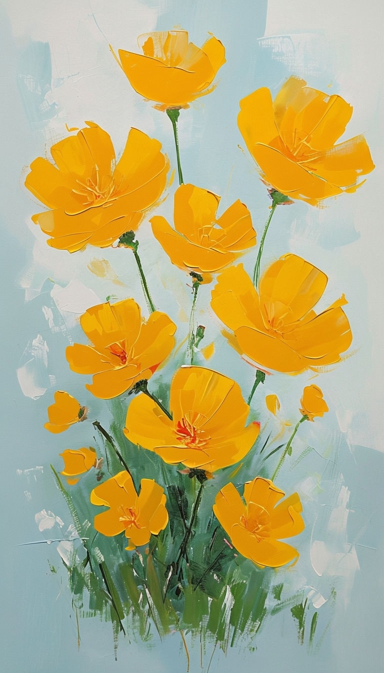 Vibrant California Poppies and Buttercups Mobile Wallpaper