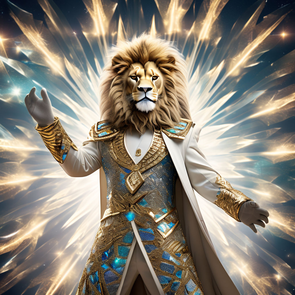 Anthropomorphic lion king iran Dressed in Luxurious and exqu... by