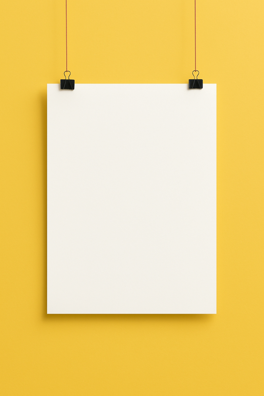 Minimalist White Sheet of Paper with Amber Yellow Background Mockup