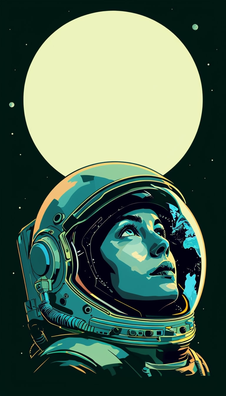 Astronaut Floating in Space with Earth Reflection Mobile Wallpaper