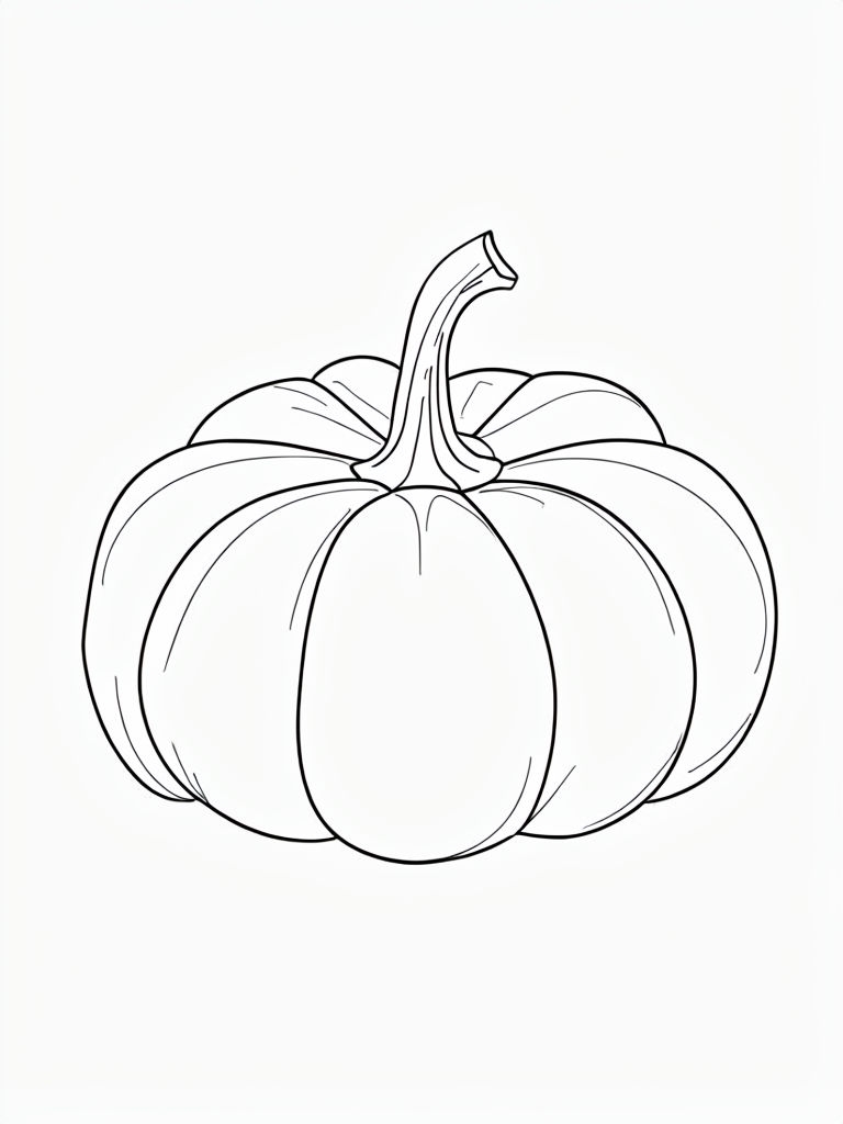 Minimalist Black Line Drawing of a Pumpkin Coloring Page
