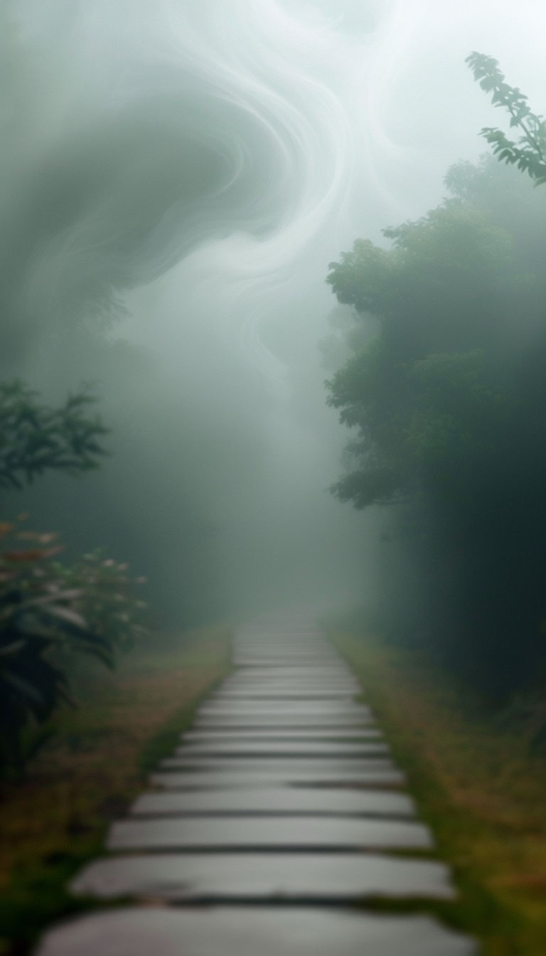 Misty Forest Pathway Mobile Wallpaper for a Serene Atmosphere