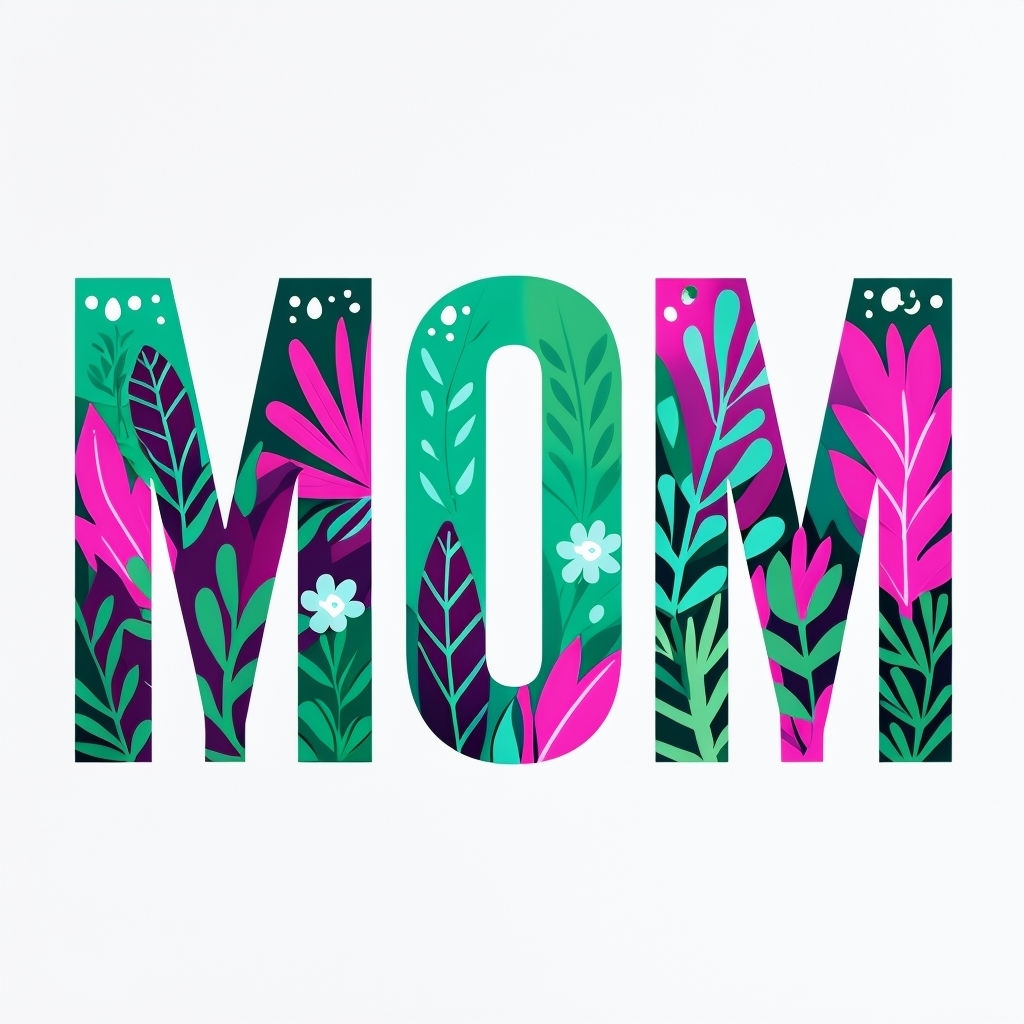 Colorful Floral MOM Typography Design for Celebrating Mothers Mug
