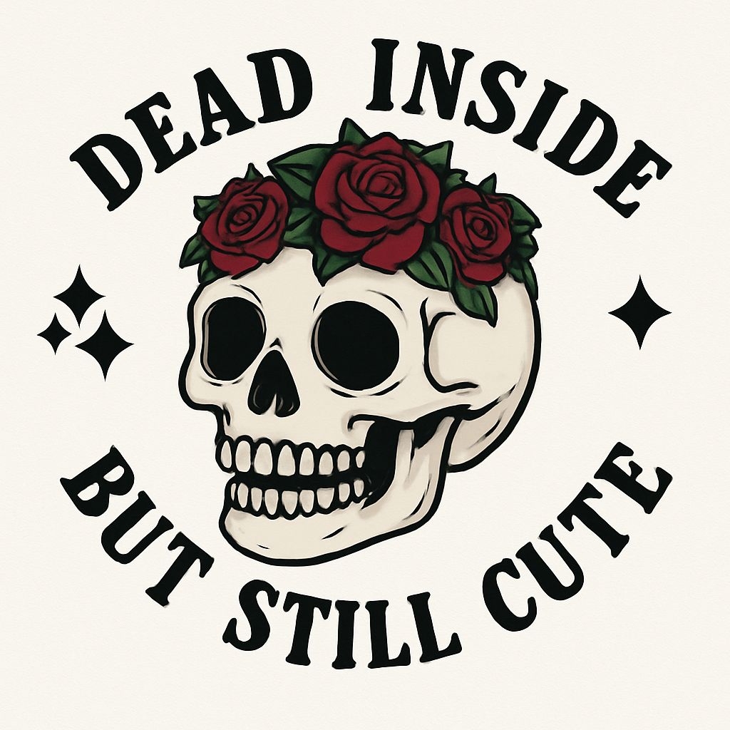 Stylized Skull with Roses and Text Digital Art Hat