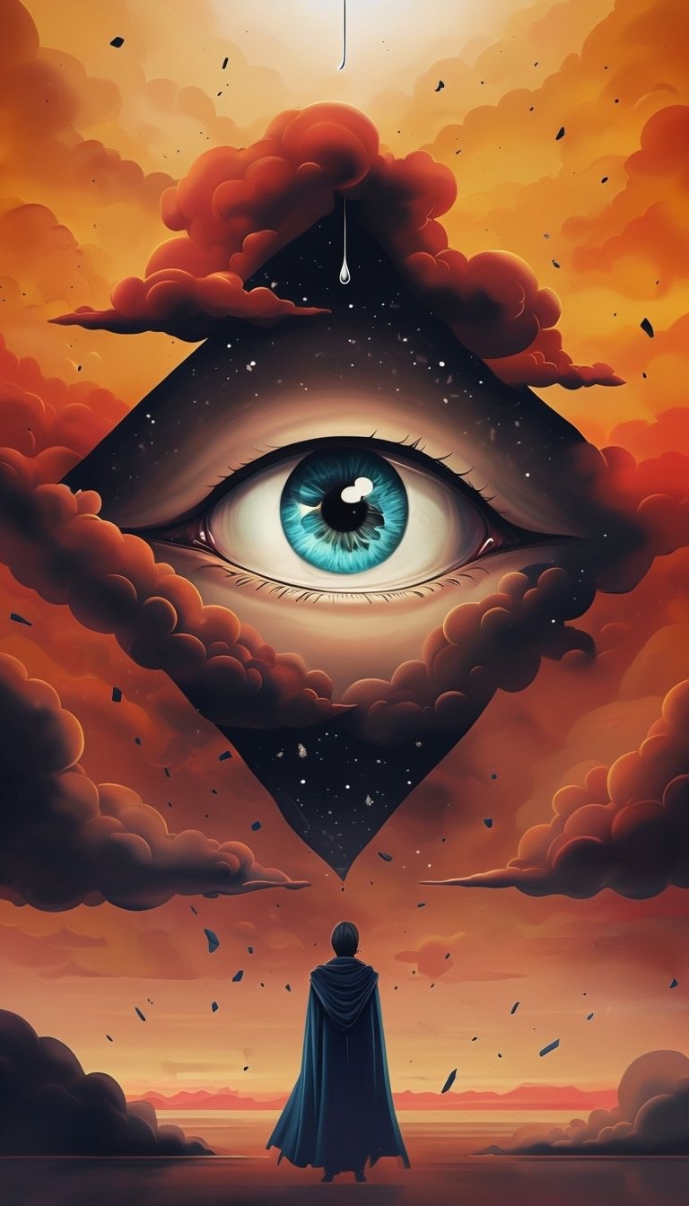 Surreal Giant Eye in a Dramatic Sky Digital Artwork Mobile Wallpaper