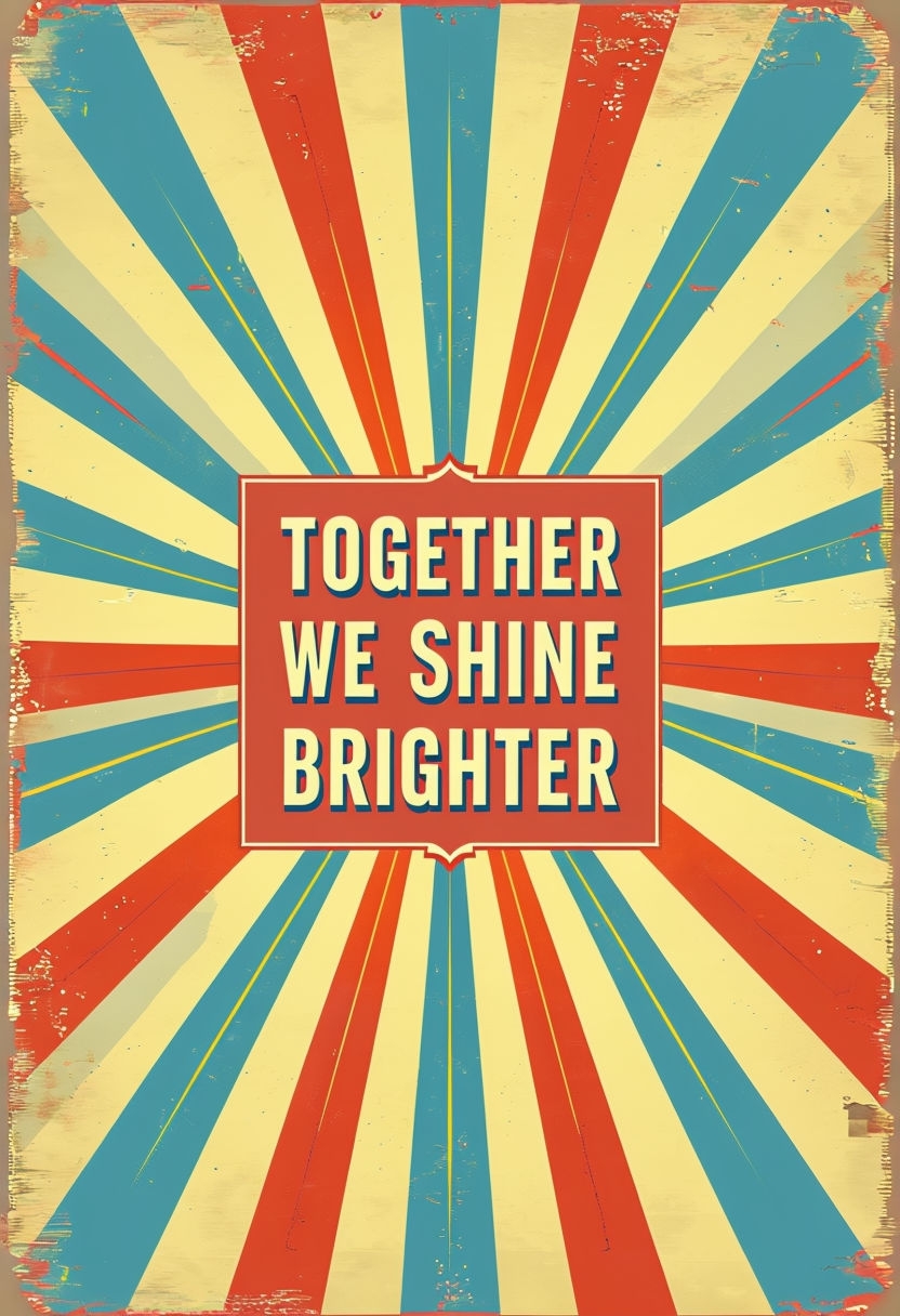 Together We Shine Brighter Vintage Inspirational Poster