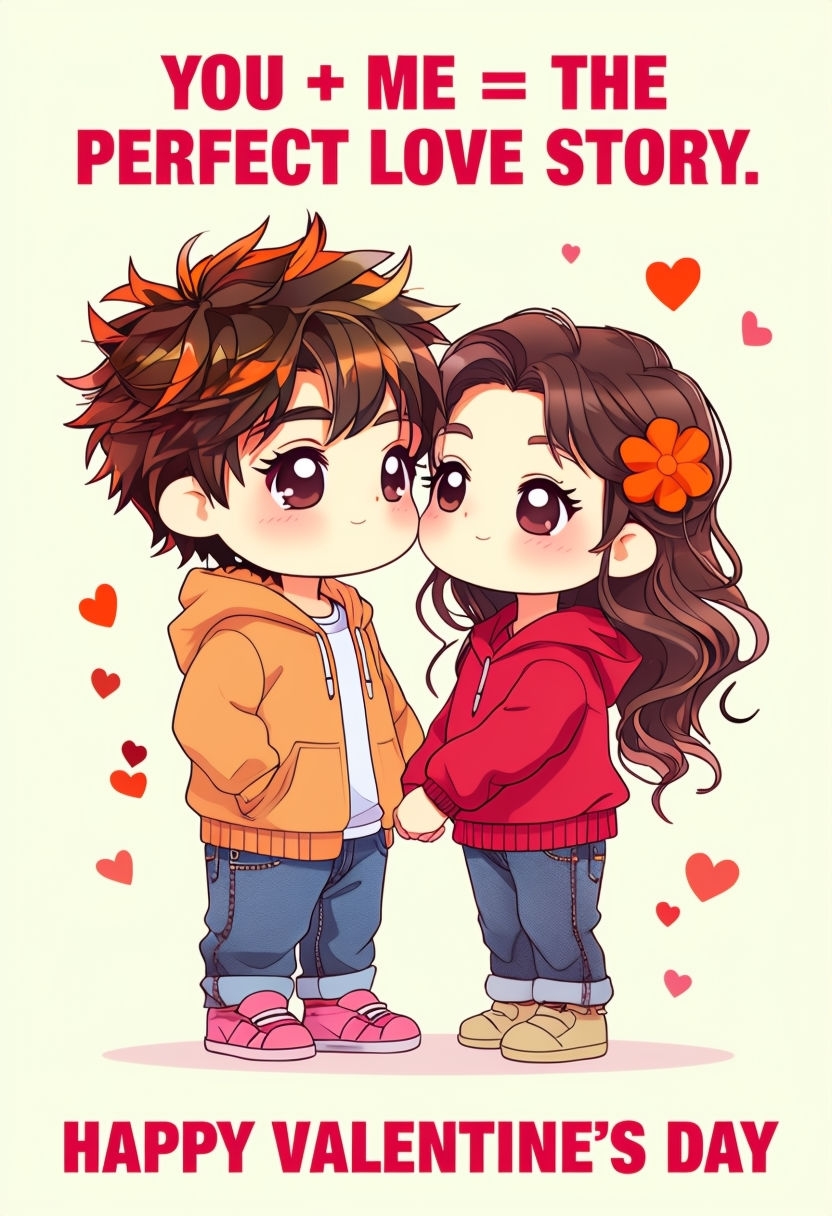 Cute Chibi Love Story Illustration for Valentine's Day T-shirt