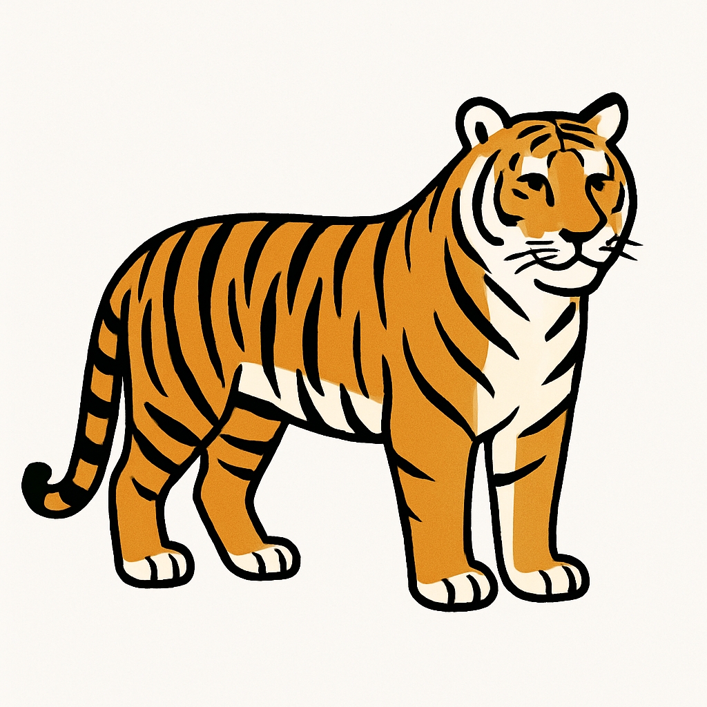 Vibrant Cartoon Tiger Illustration on Minimalist Background Sticker