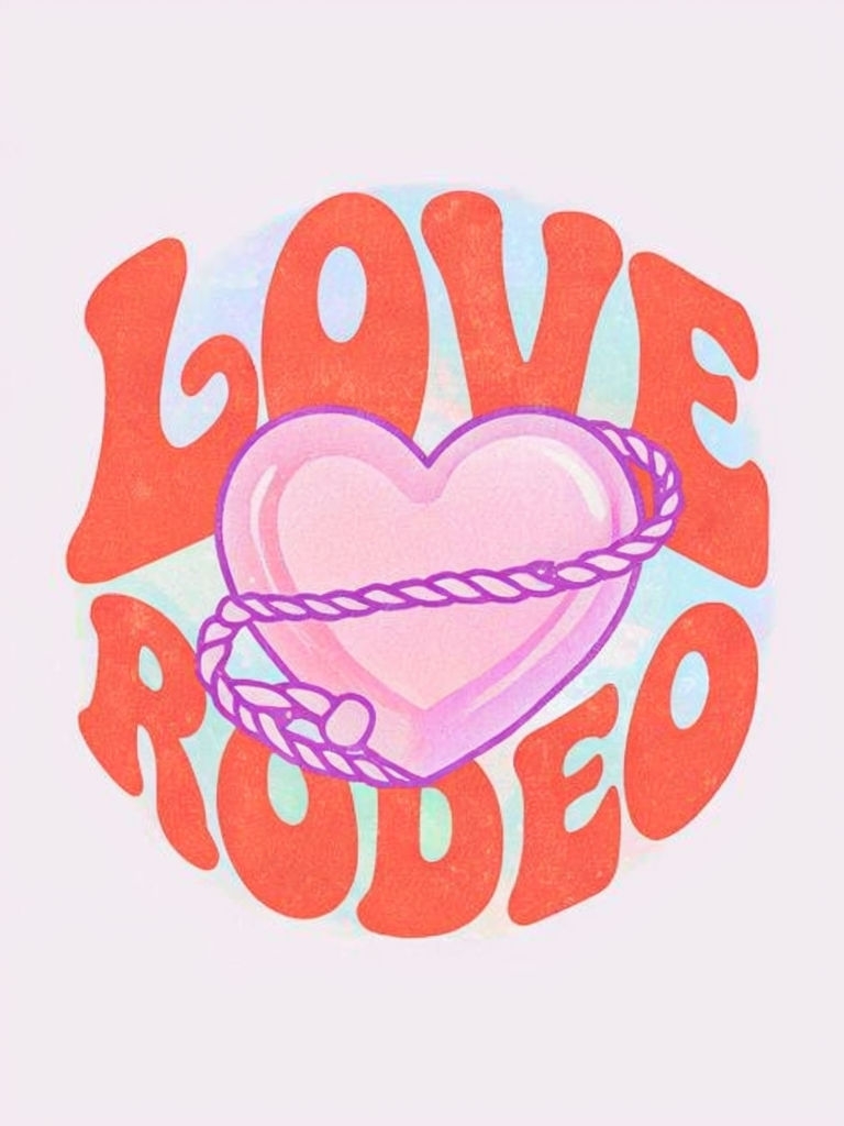 Love Rodeo Retro Typography with Heart Lasso Poster