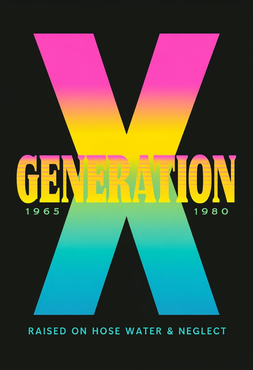 Vibrant Generation X Graphic Design with Retro Elements Poster