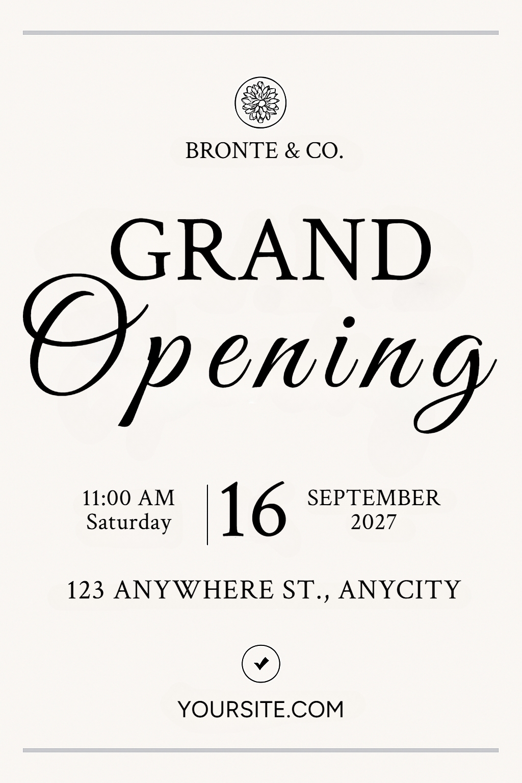 Elegant Modern Grand Opening Event Poster Design for Invitations Cards & Invites