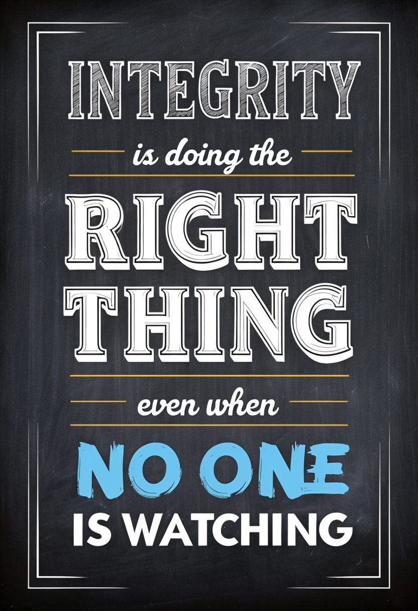 Inspirational Integrity Quote Chalkboard Art Poster