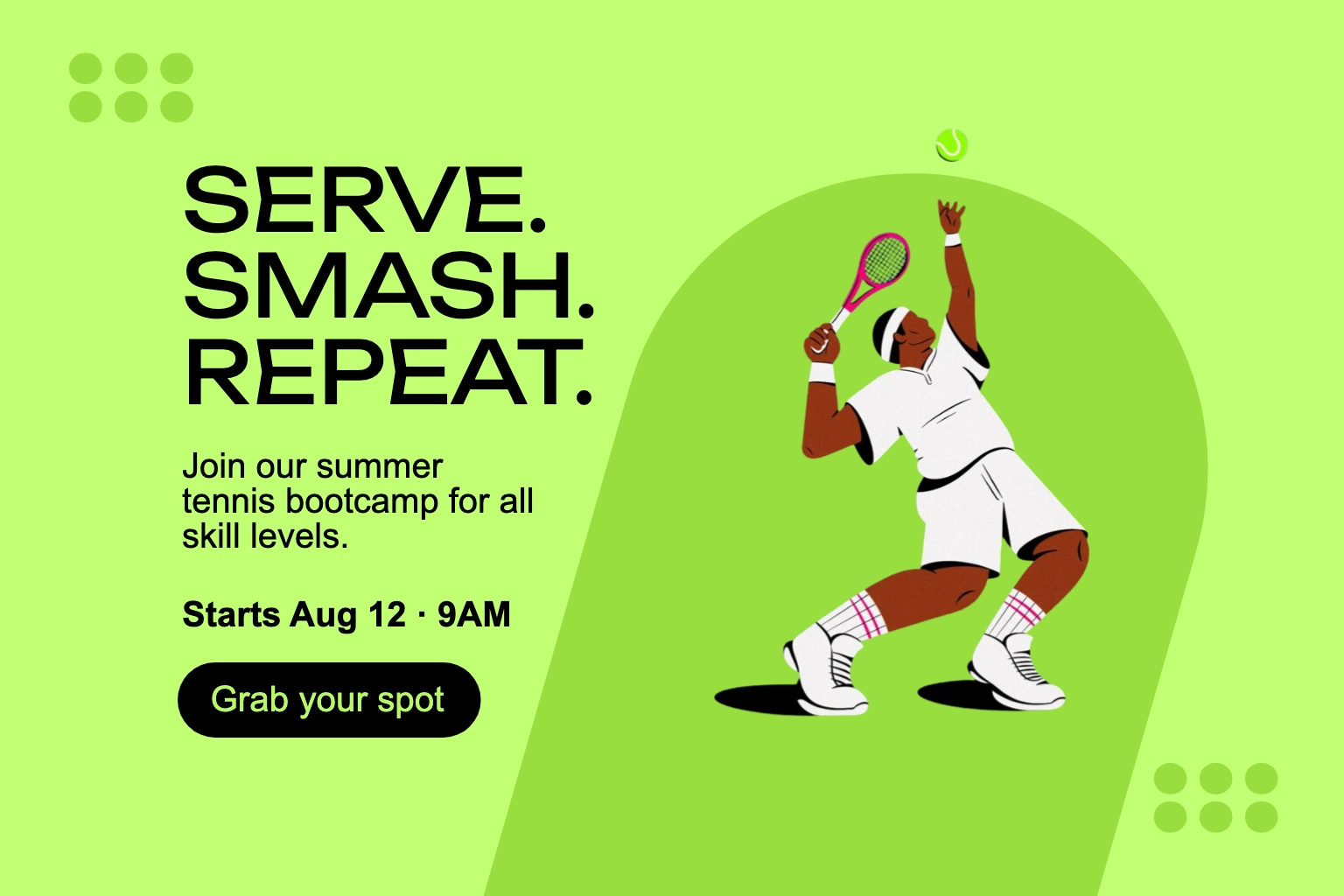 Modern Minimalist Tennis Bootcamp Promotion Banner