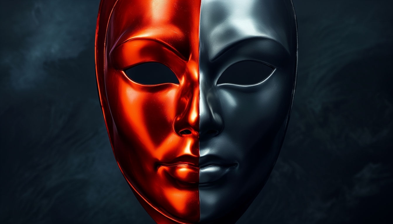 Striking Dual-Tone Venetian Mask Close-Up Art for Virtual Backgrounds