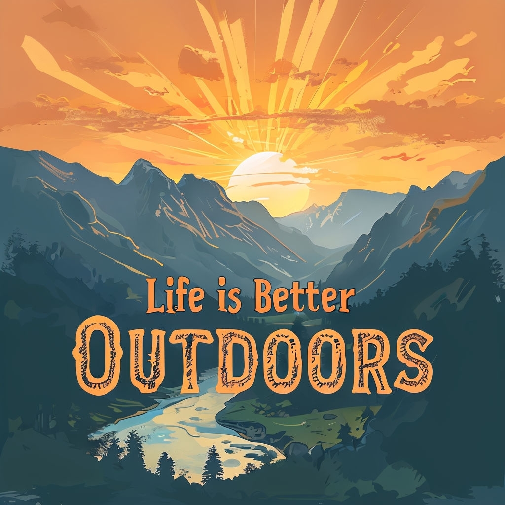 Scenic Life is Better Outdoors with Mountains and Sunset Poster