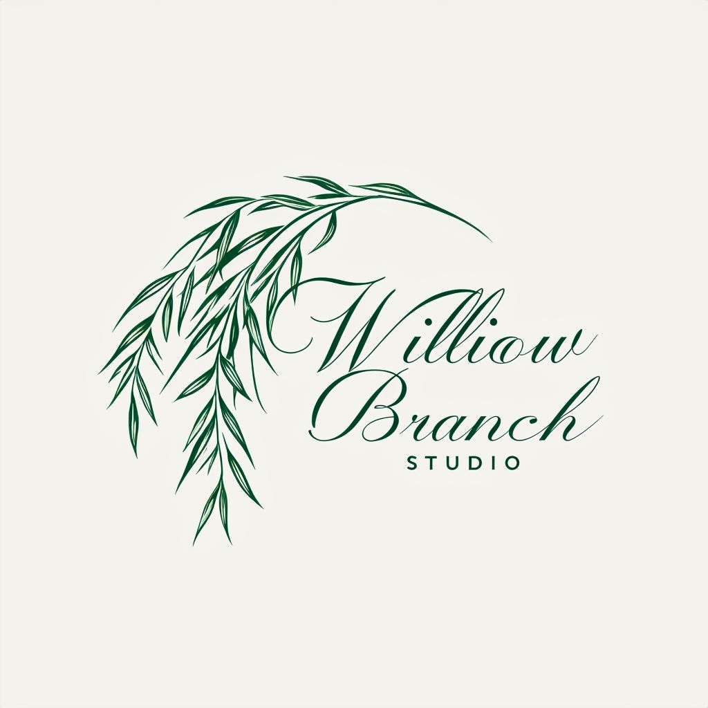 Elegant Minimalist Willow Branch Studio Logo Design