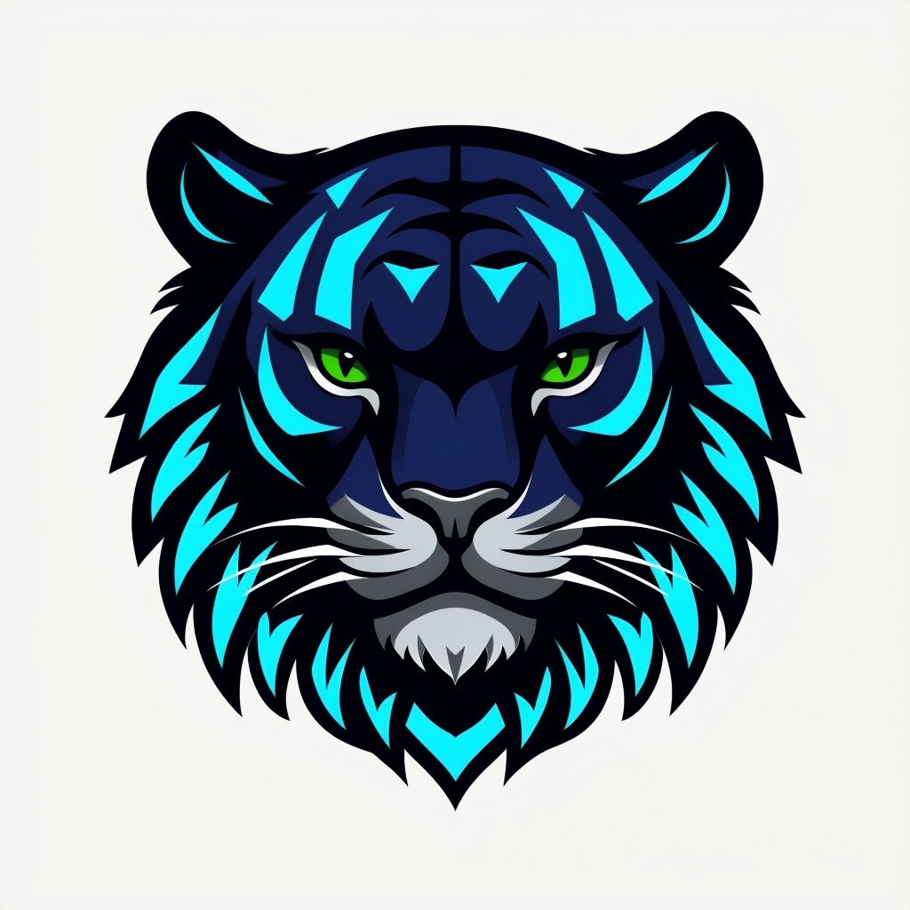 Bold Panther Face Illustration with Geometric Patterns Sticker