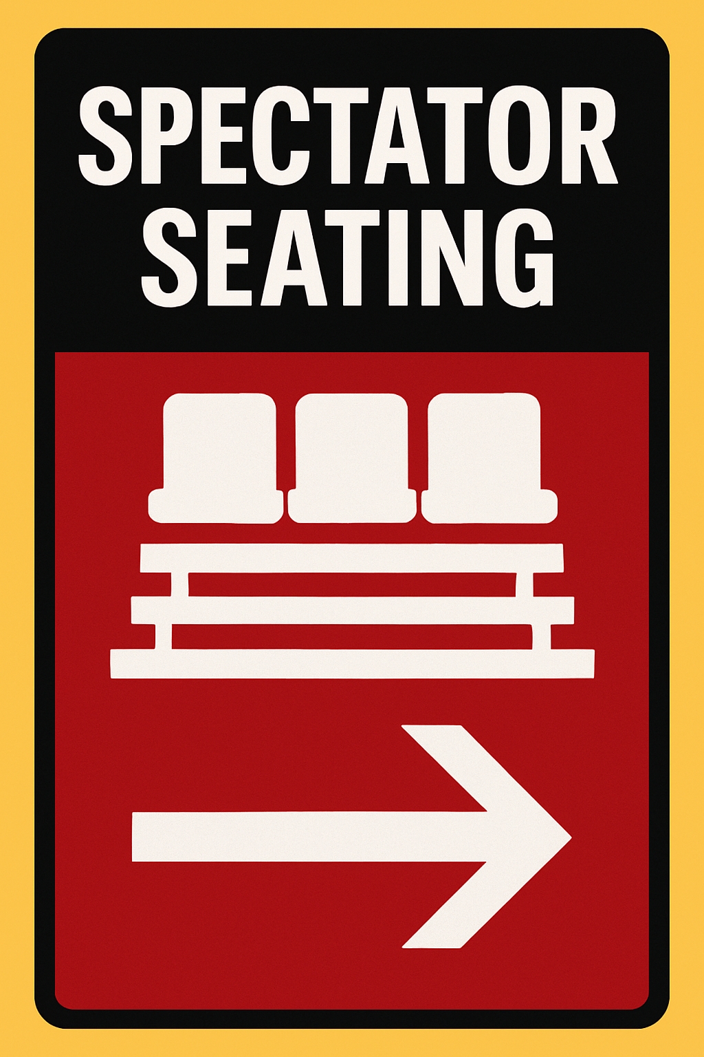 Modern Minimalist Spectator Seating Directional Sign Design Event Sign