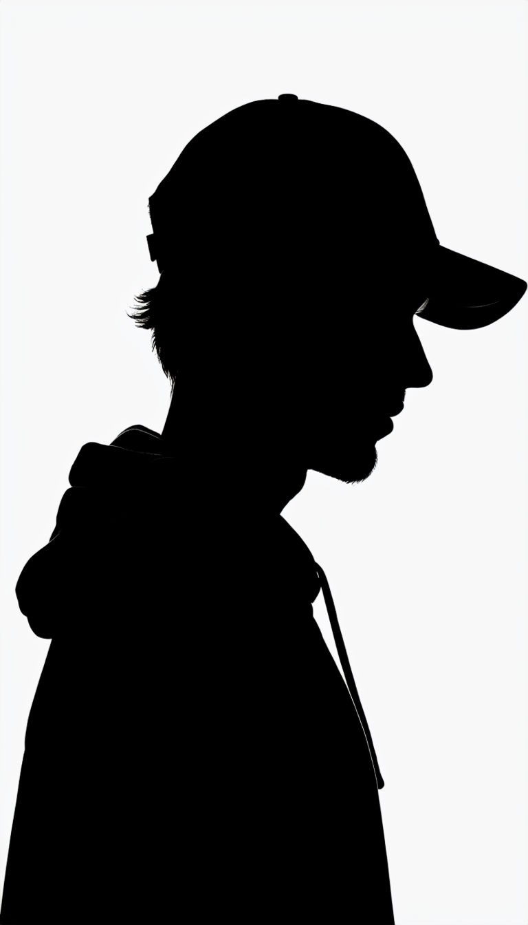 Minimalist Black Silhouette of a Person in Profile View Mobile Wallpaper