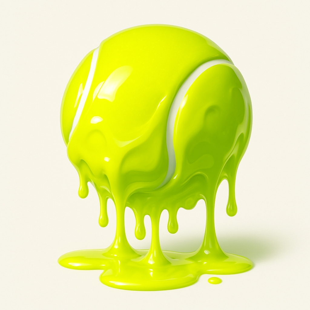 Glossy Neon Yellow Dripping Tennis Ball Illustration Sticker
