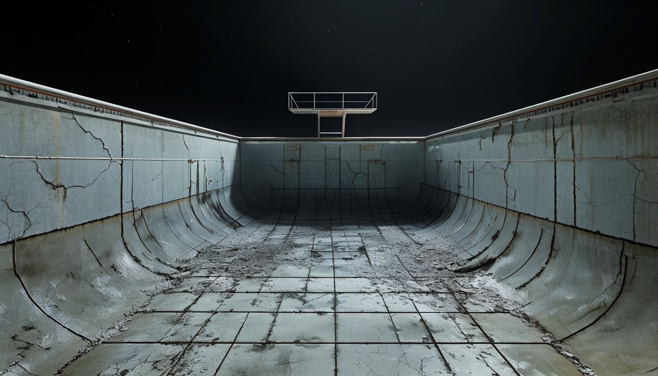 Realistic Dark Concrete Swimming Pool Virtual Background Design