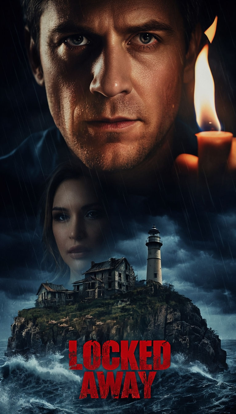 Dramatic Locked Away Movie Poster with Intense Lighting and Ominous Atmosphere