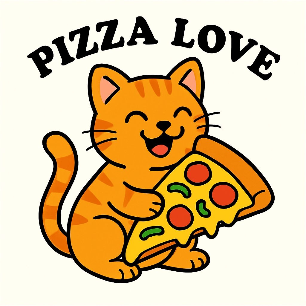 Cheerful Orange Tabby Cat Enjoying Pizza Love Mug