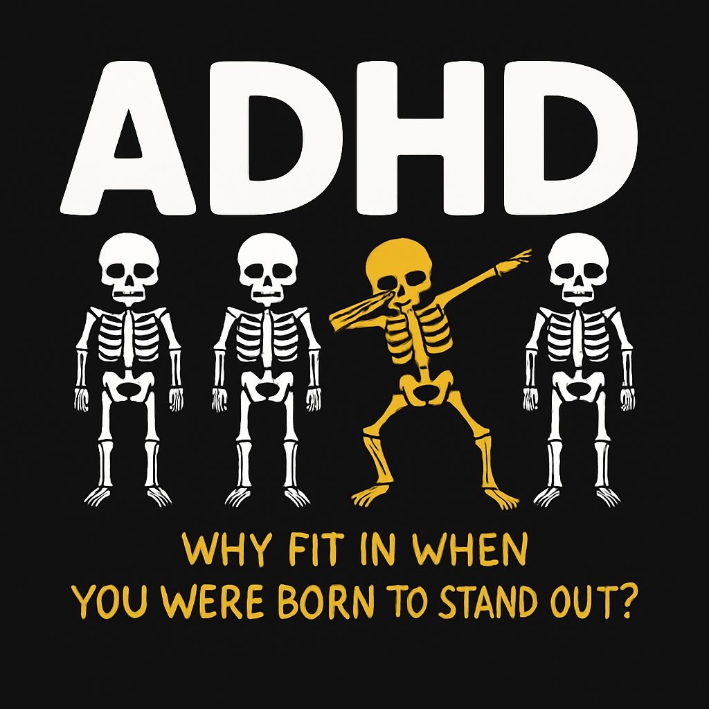 Playful Skeletons with ADHD Theme and Motivational Quote T-Shirt