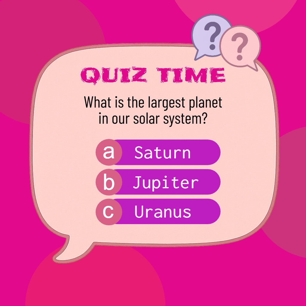 Colorful Quiz Time Speech Bubble Graphic Design for Social Media Post