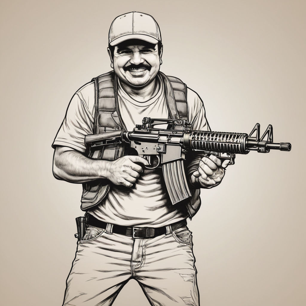 A toon drawing of el chapo guzman wit a machine gun by engel case ...