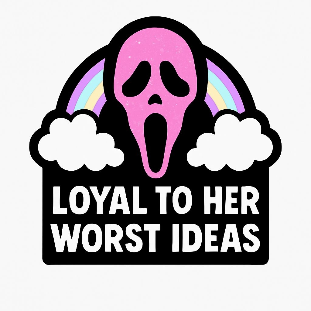 Vibrant Pink Screaming Skull with Rainbow Stripes Sticker