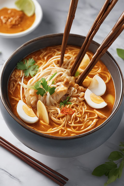 Laksa Malaysian Food In Bowl Hyper Realistic 8k Resolution By 