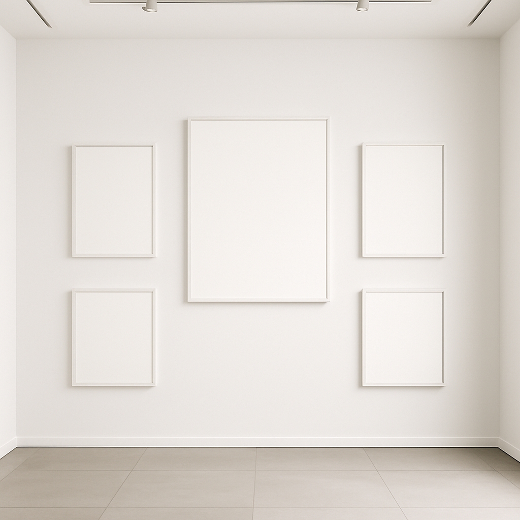 Minimalist Gallery Space with Framed Artwork Mockup