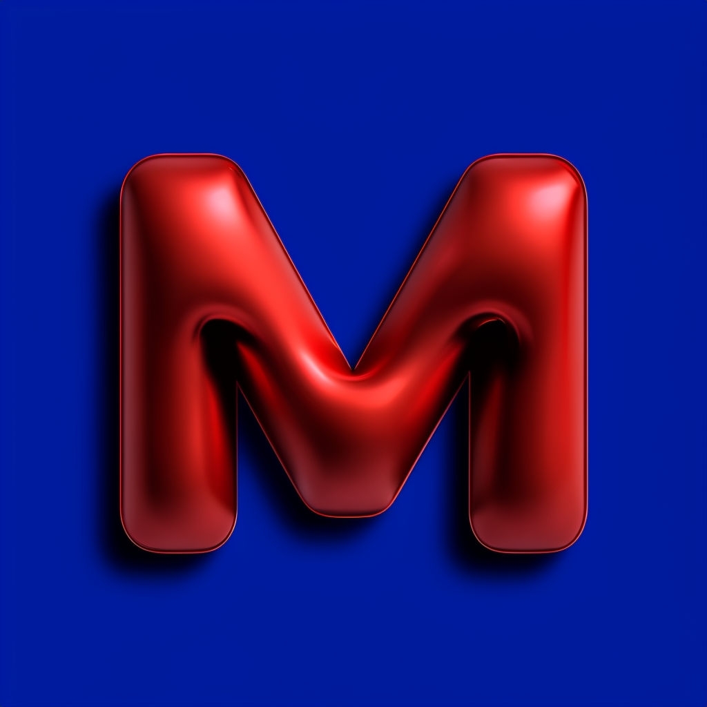 Bold Metallic Red 'M' Monogram on Vivid Cobalt Blue Background Monogram