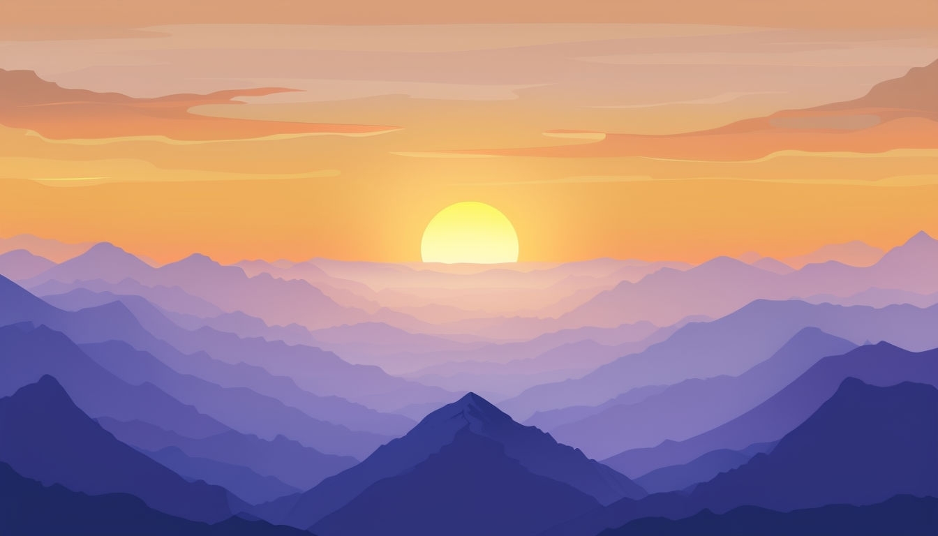 Serene Sunrise Mountain Landscape Digital Art Poster