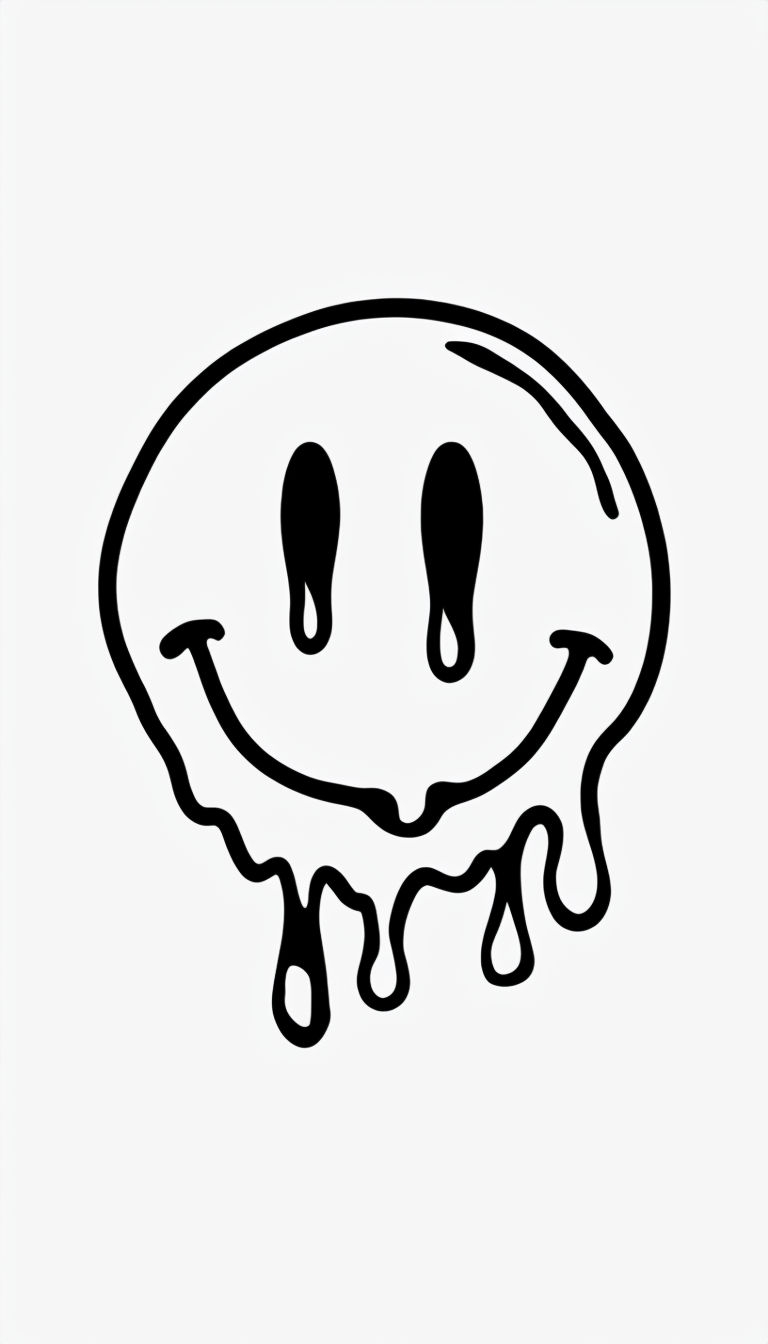 Quirky Minimalist Black Smiley Face Illustration T-Shirt