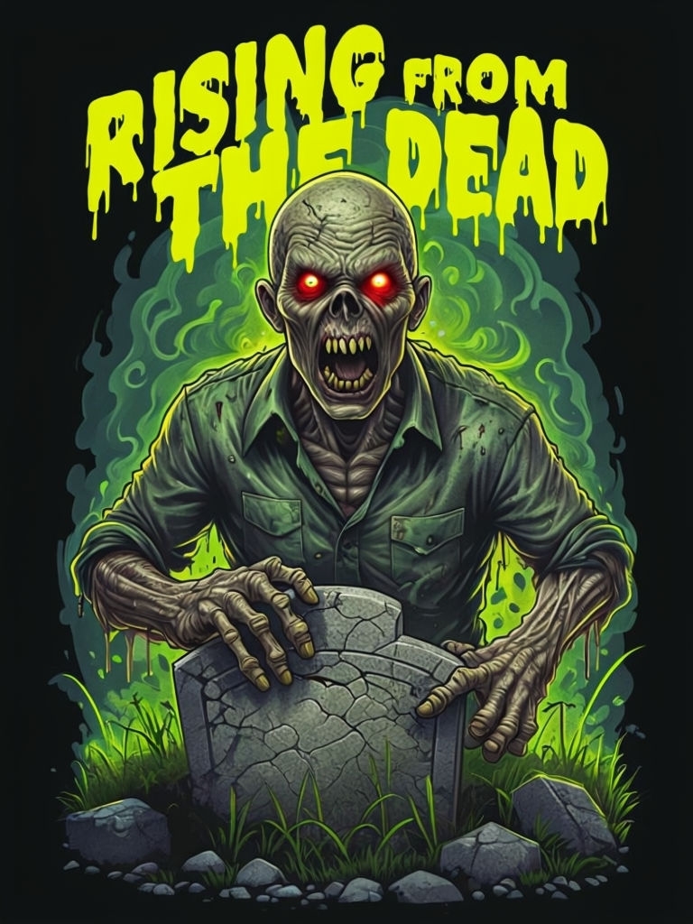 Menacing Zombie Rising from the Grave Halloween T-Shirt