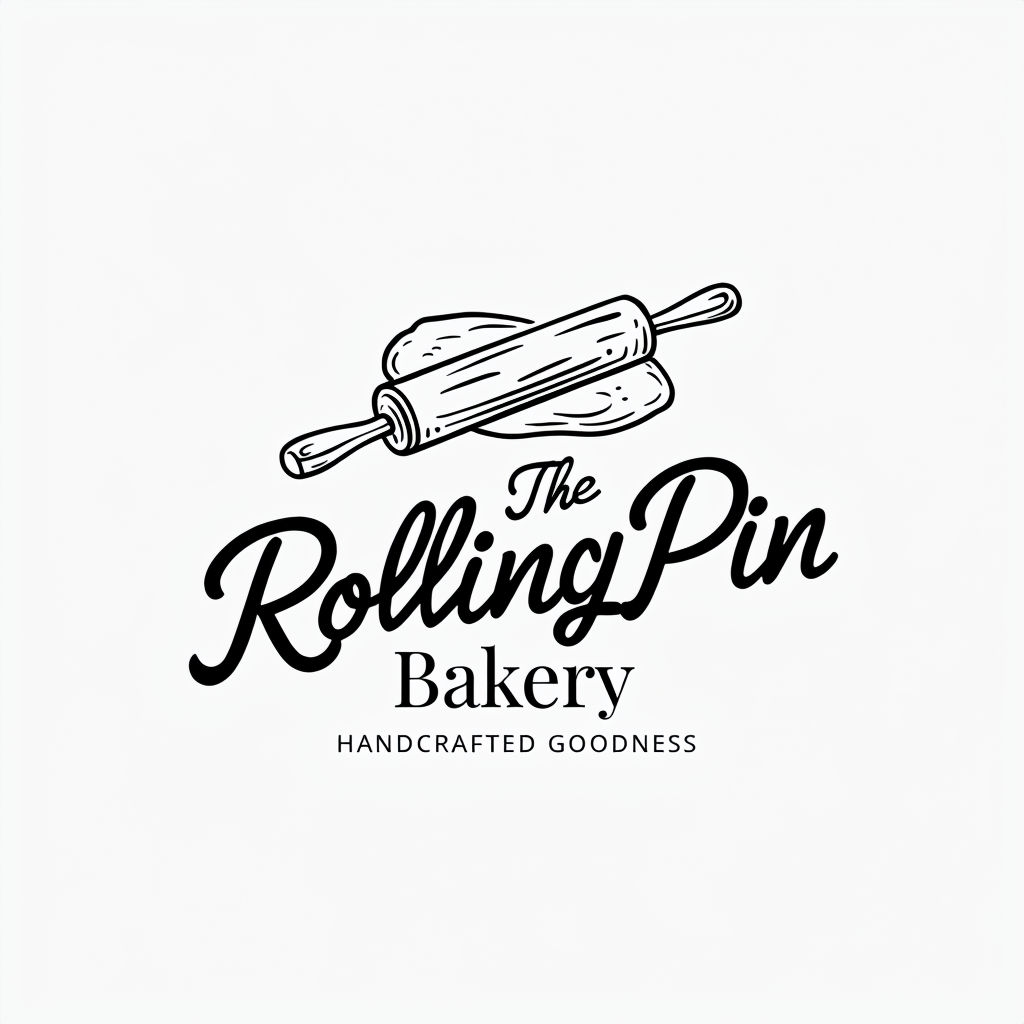 Rustic Handcrafted Rolling Pin Bakery Logo Design